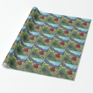 Papier Cadeau Fleurs et fleurs jaunes