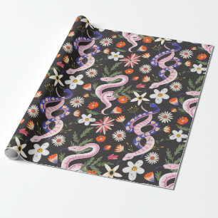 Papier Cadeau Fleurs et serpents papier d'enveloppement