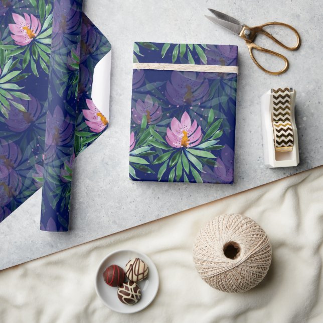 Papier Cadeau Fleurs Fleur Fleur Violet Aquarelle Art (Artisanat)