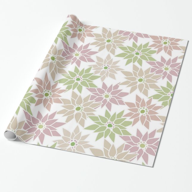 Papier Cadeau Fleurs florales Abstraites dessin motif romantique (Déroulé)