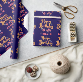 Papier Cadeau Fleurs florales Bonne manipulation d'anniversaire