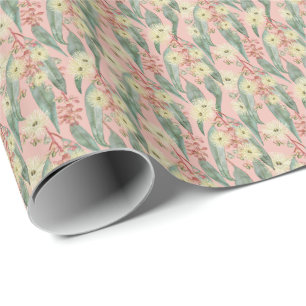 Papier Cadeau Fleurs florales de gomme Bush - rose Vintage