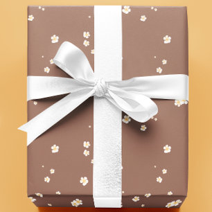 Papier Cadeau Fleurs florales Mocha Mousse