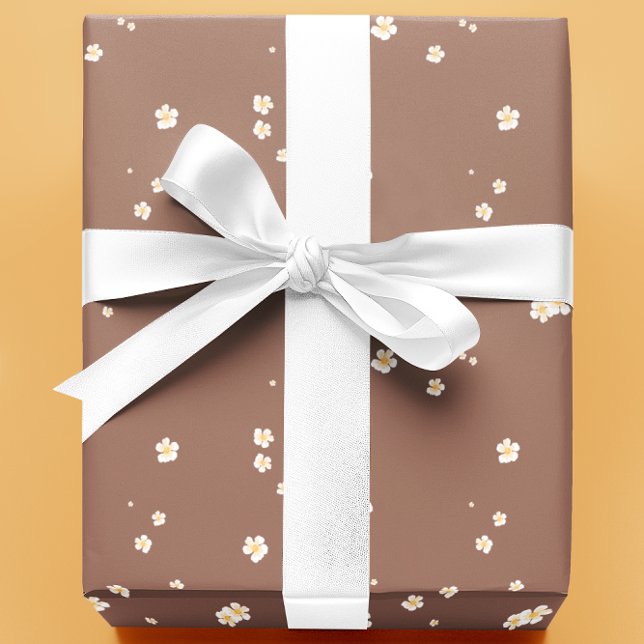 Papier Cadeau Fleurs florales Mocha Mousse (Créateur téléchargé)