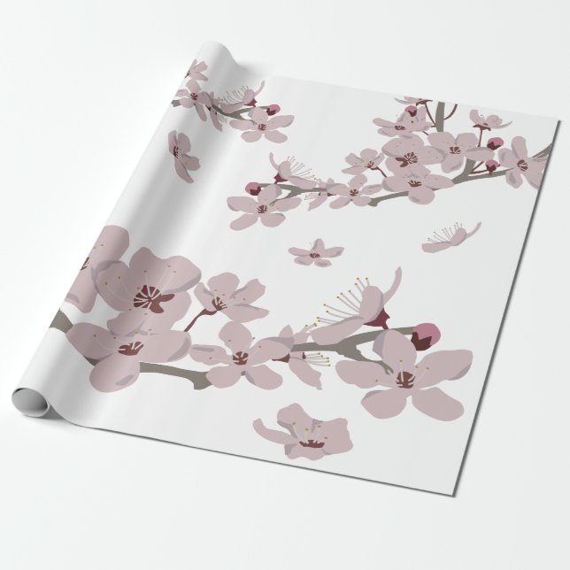 Papier Cadeau Fleurs flottantes de fleurs de cerisiers (Déroulé)