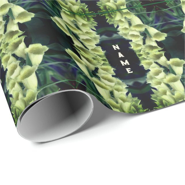 Papier Cadeau Fleurs Foxglove crémeuses Personnalisées (Coin rond)
