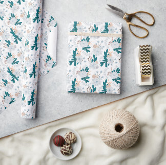 Papier Cadeau Fleurs fraîches de la forêt hivernale