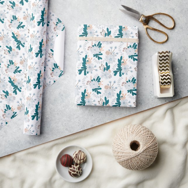 Papier Cadeau Fleurs fraîches de la forêt hivernale (Artisanat)