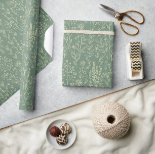 Papier Cadeau Fleurs Green Botanical Cadeau