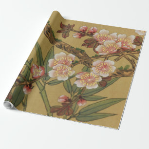 Papier Cadeau Fleurs Japonaises Asiatiques Fleurissement de Ceri