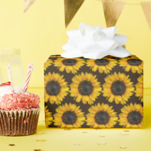 Papier Cadeau fleurs jaunes