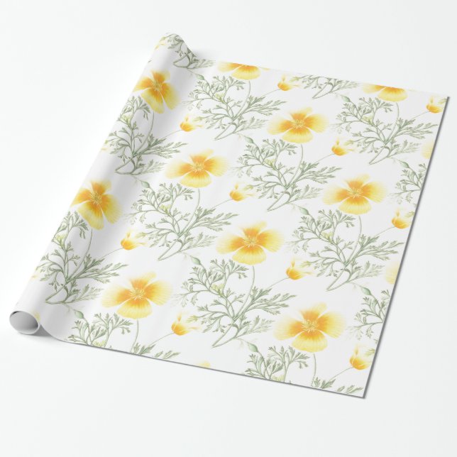 Papier Cadeau Fleurs jaunes (Déroulé)