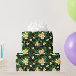 Papier Cadeau Fleurs Jaunes Feuilles Vertes Anniversaire Mariage