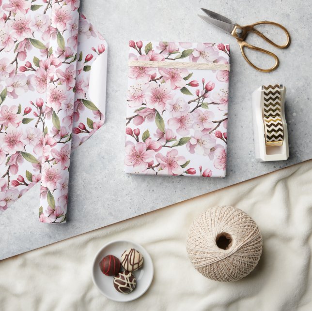 Papier Cadeau Fleurs jolies roses de cerisier en fleurs (Artisanat)