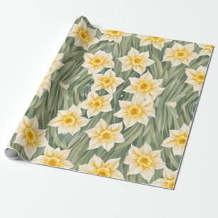 Papier Cadeau Fleurs jonquilles florales