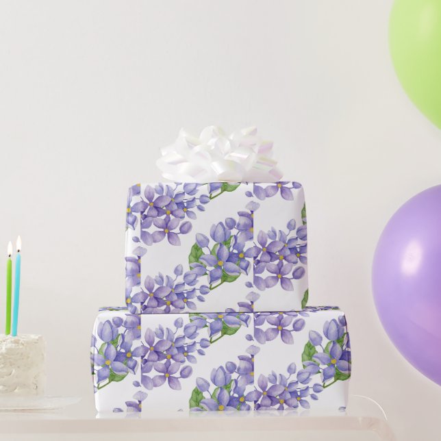 Papier Cadeau Fleurs Lilac violettes (Cadeaux de fête)
