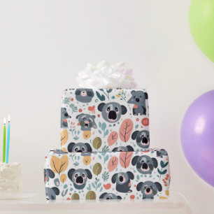 Papier Cadeau Fleurs mignonnes koalas animaux arbres Enveloppeme