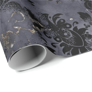 Papier Cadeau Fleurs noires Graphite Sepia Grungy Encre Shabby