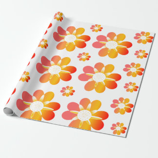 Papier Cadeau Fleurs orange