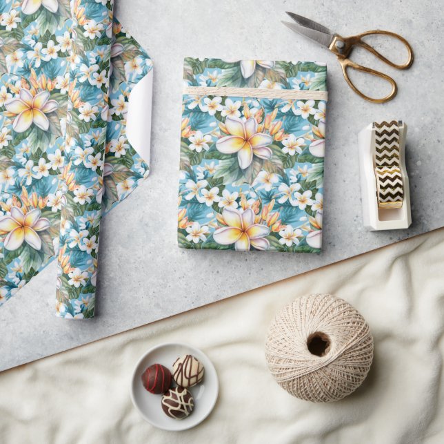 Papier Cadeau Fleurs Plumeria (Artisanat)