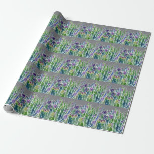 Papier Cadeau Fleurs printanières, herbes, bordure transparente