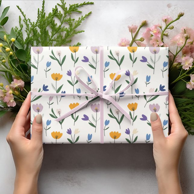 Papier Cadeau Fleurs printanières Pastel Pâques (Créateur téléchargé)