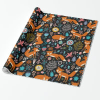 Fleurs rétro et Renards rouges Motif sans couture