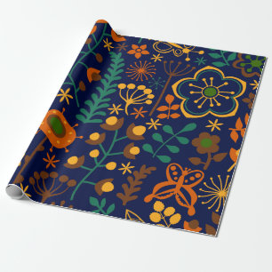 Papier Cadeau Fleurs Rétro Mignonnes Patter sans joint