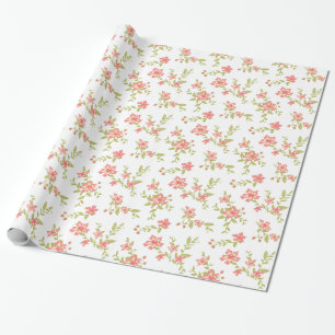 Papier Cadeau Fleurs roses Anniversaire