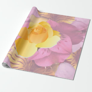 Papier Cadeau Fleurs roses douces Papier à enveloppement rose ja