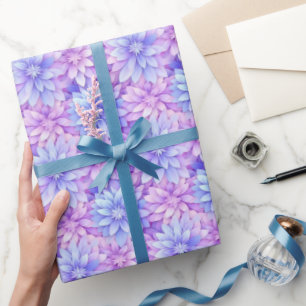 Papier Cadeau Fleurs roses et bleues Enveloppement Papier Couleu