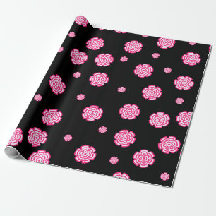 Papier Cadeau Fleurs roses stylisées arrière - plans foncées.