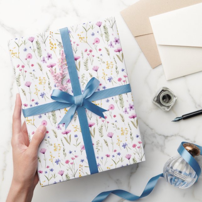 Papier Cadeau Fleurs sauvages d'aquarelle minuscule (Cadeaux)
