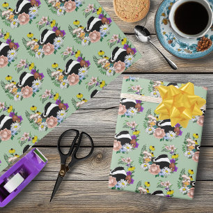 Papier Cadeau Fleurs sauvages du blaireau des bois Champignons V