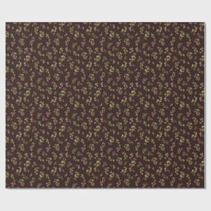 Papier Cadeau Fleurs sauvages floraux jetés sur Brown de chocola
