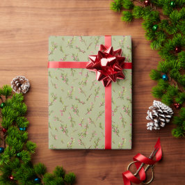 Papier Cadeau Fleurs sauvages floraux jetés sur Pistachio Green