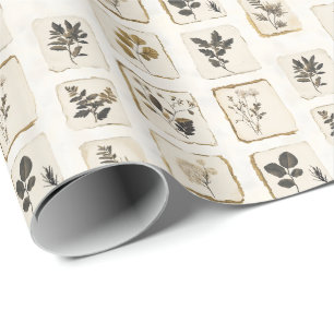 Papier Cadeau Fleurs sauvages séchées et botanique herbale vinta