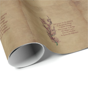 Papier Cadeau Fleurs Sérénité Prière Inspirationnelle