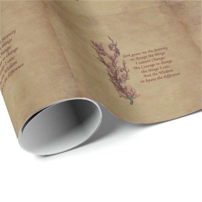 Papier Cadeau Fleurs Sérénité Prière Inspirationnelle (Coin rond)