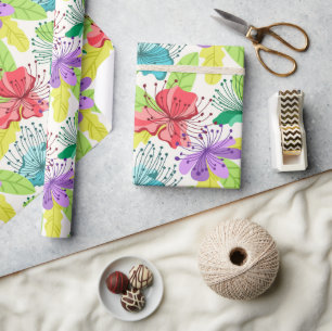 Papier Cadeau Fleurs tropicales sans couture motif