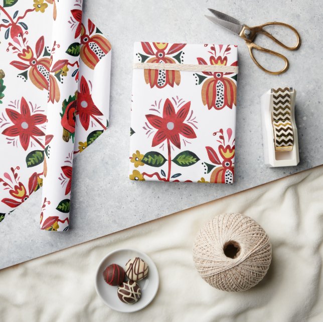 Papier Cadeau Fleurs ukrainiennes décoratives (Artisanat)