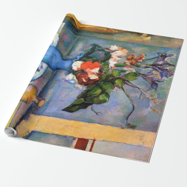 Papier Cadeau Fleurs Vase Bleues, Paul Cezanne (Déroulé)