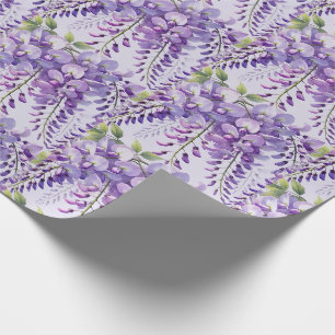Papier Cadeau Fleurs violettes de glycine Fleurs sauvages Aquare