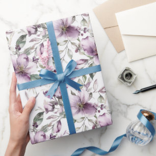 Papier Cadeau Fleurs violettes pour mariage, enterrement de vie 
