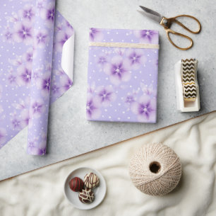 Papier Cadeau Fleurs violettes sur points