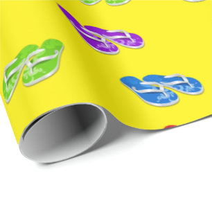 Papier Cadeau Flip-flops sur Yellow