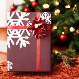 Papier Cadeau Flocon de neige blanc sur le cadeau Red Holiday