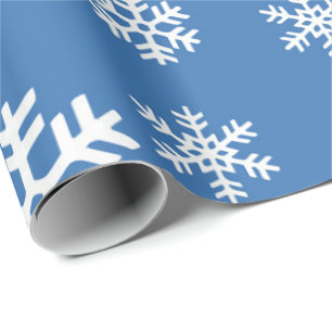 Papier Cadeau Flocon de neige bleu et blanc de Noël