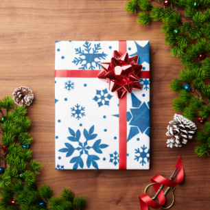 ❄️ Papier Cadeau Flocon de Neige Bleu pour les Cad
