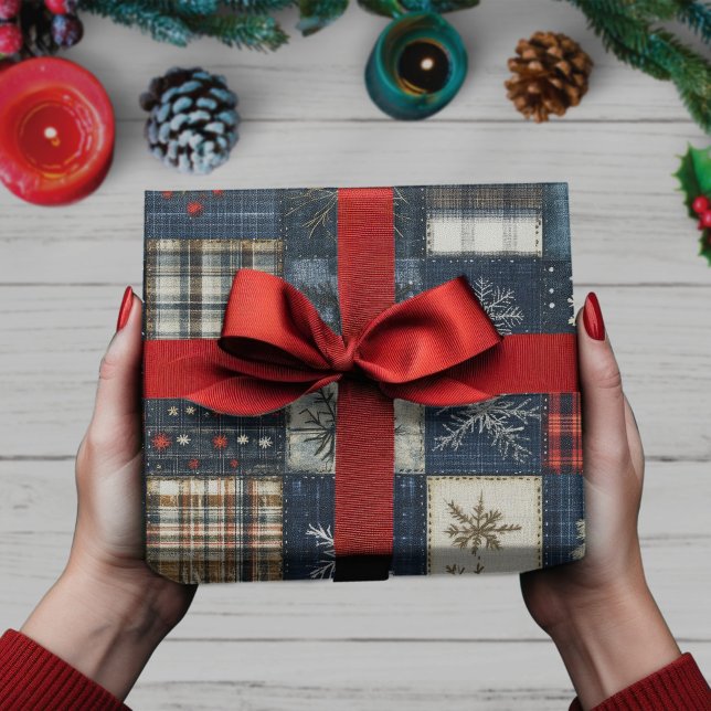 Papier Cadeau Flocon de neige de Noël rétrospectif (Créateur téléchargé)